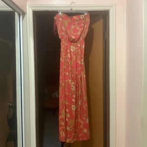 Strapless coral maxi dress